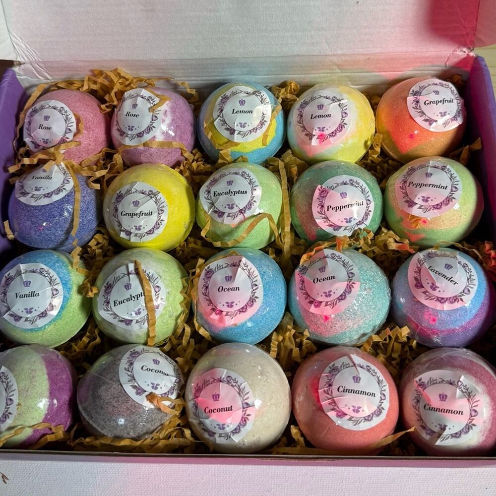 Luxurious Bath Bomb Collection by Calm- Vibrant Colors Set of 20